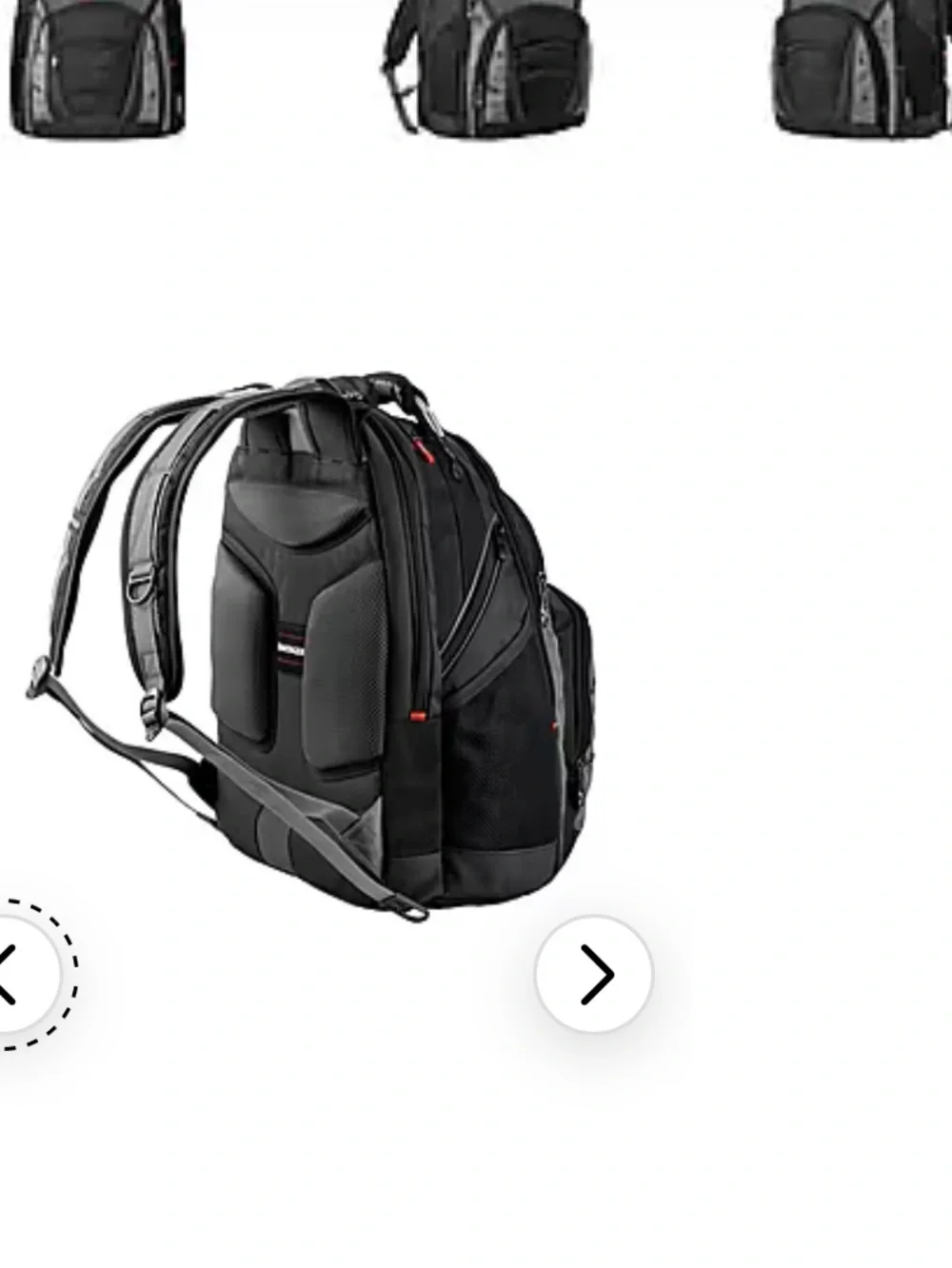SwissGear Black and Gray Travel Laptop Backpack with Red Logo Accent